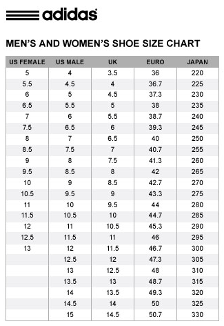 men to women shoe size chart