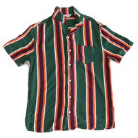 ReMastered Striped Green Orange Party Shirt Medium Used Vintage