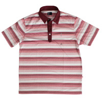 PGA Tour Golf Polo Pink White Stripe Medium T-Shirt Used Vintage
