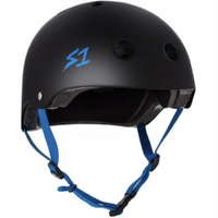 S1 Lifer Certified Matte Black Cyan Straps Skateboard Helmet