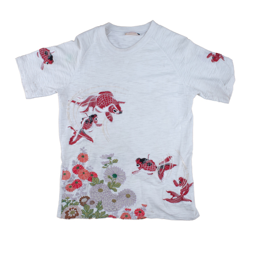 Japanese Embroided Koi Fish T-Shirt Used Vintage