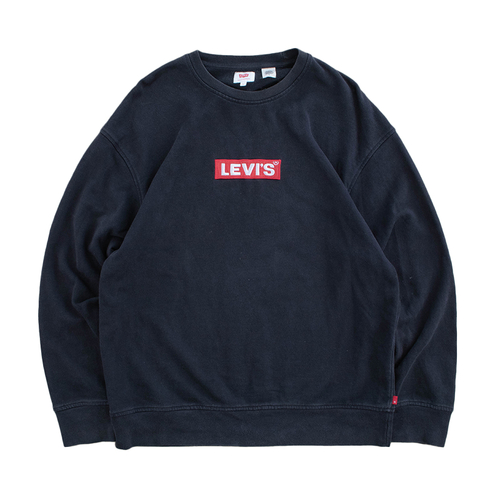 Levi's Crew Neck Jumper Black Logo Used Vintage