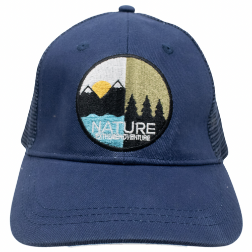 Nature Adventure Navy Snapback Trucker Hat Cap Used Vintage