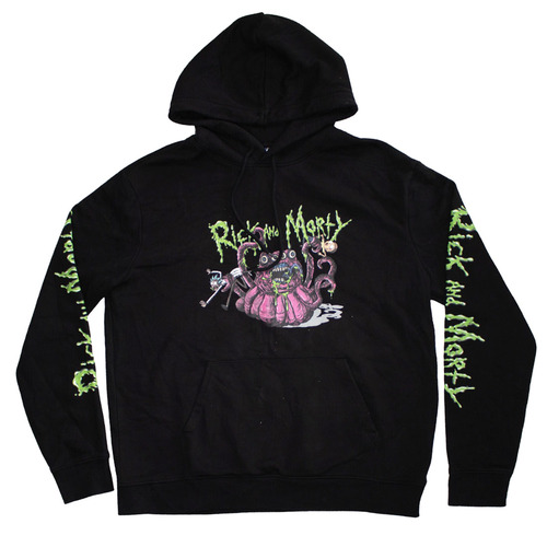 Rick and Morty Monster Black Large Hoodie Used Vintage