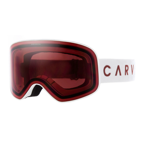 Carve Frother Matte White Snow Goggles - Rose Low-Light Lens