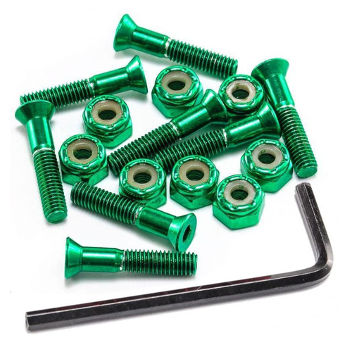 Aegis Anodised Hardware Green 1" Allen Key Skateboard Bolts