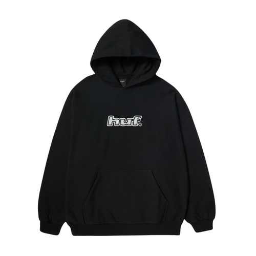 HUF Logo Applique Black Mens Hooded Fleece