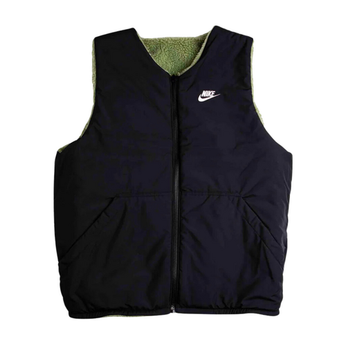 Nike Sportswear Reversible Oil Green Black Sherpa Winter Vest [Size: Medium]