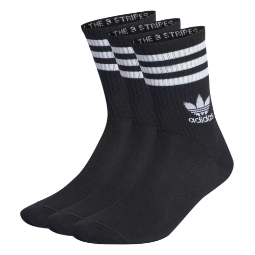 Adidas Mid Cut Black Crew Socks 3 Pack [Size: Large]