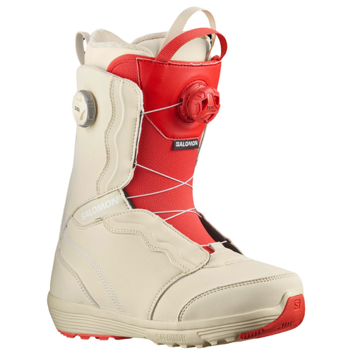 Salomon Ivy Boa Bleached Sand Almond Milk Red Womens 2024 Snowboard Boots [Size: 7]