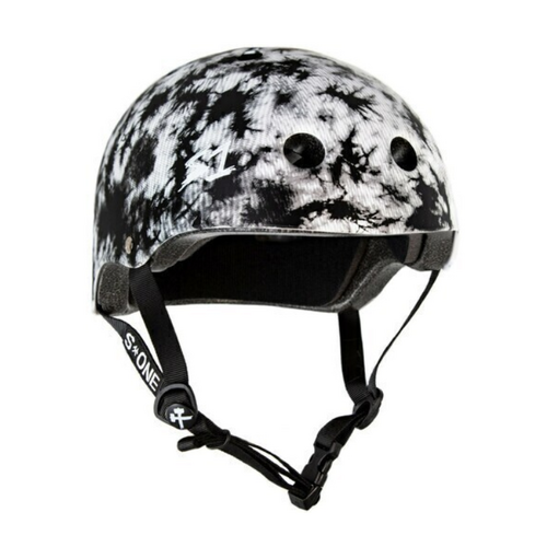 S1 Lifer Certified Black White Tie Dye Skateboard Helmet