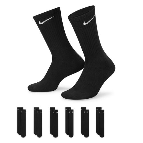 Nike Everyday Cushioned Black Unisex Crew Socks 6 Pack [Size: Medium]