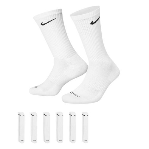 Nike Everyday Cushioned White Unisex Crew Socks 6 Pack [Size: Medium]